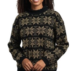 Vintage Gold Metallic Knit Christmas Holiday Sweater